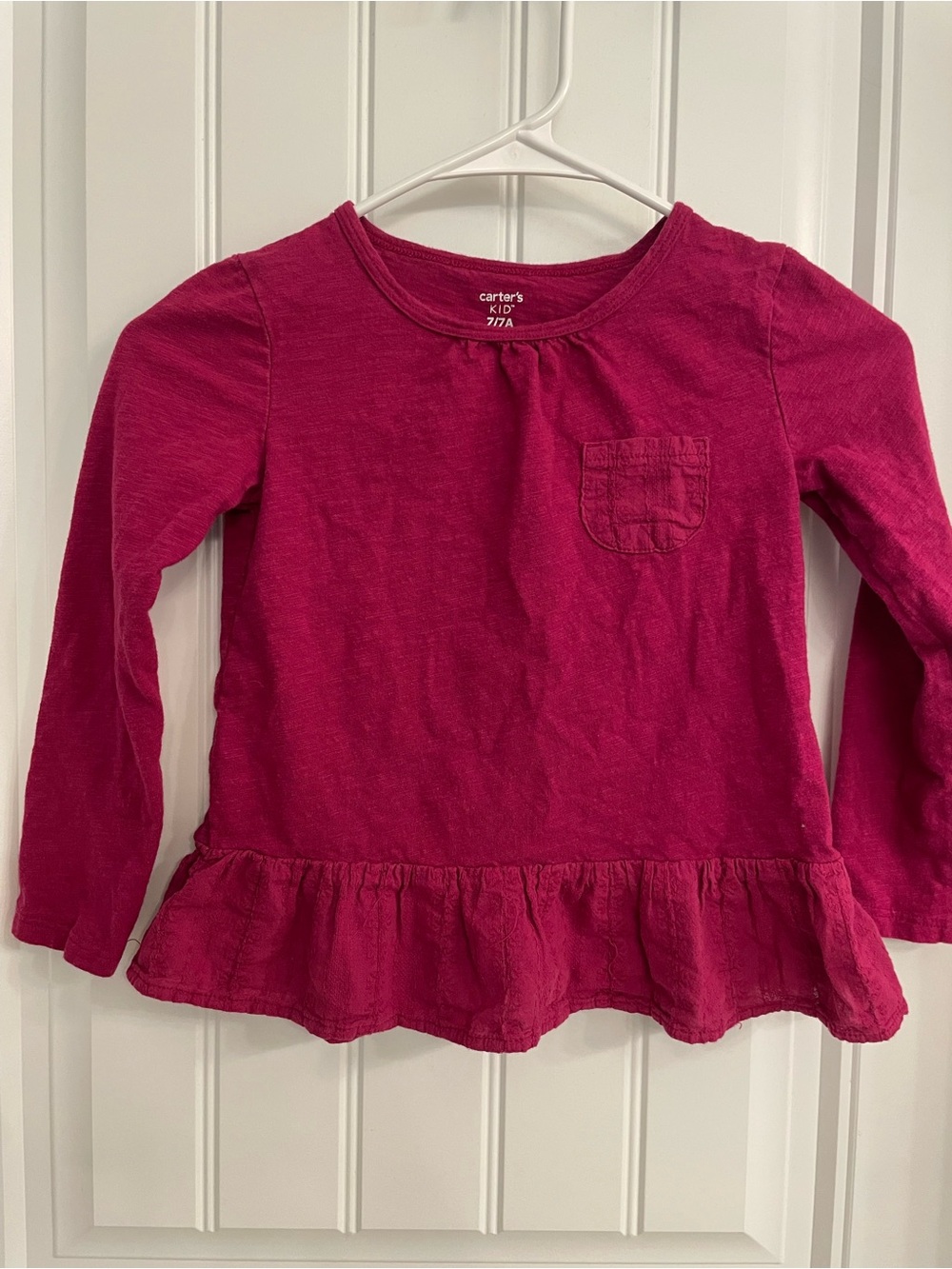 Carter's Long Sleeve Peplum Top in Raspberry Pink